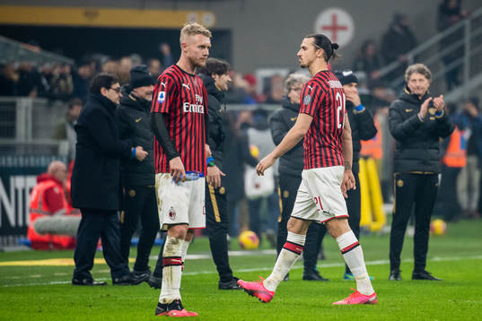 Zlatan Ibrahimovic of Milan looks dejected