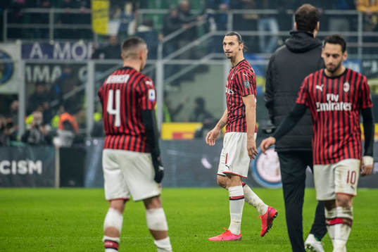 Zlatan Ibrahimovic of Milan looks dejected