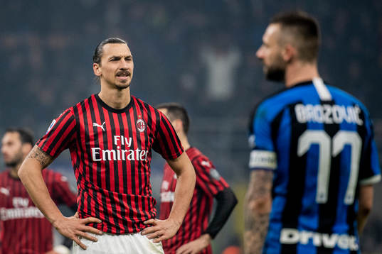 Zlatan Ibrahimovic of Milan looks dejected