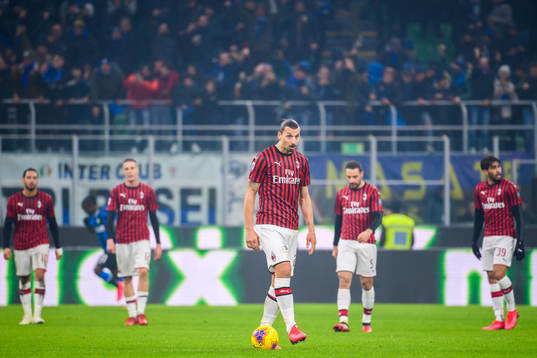 Zlatan Ibrahimovic of Milan looks dejected