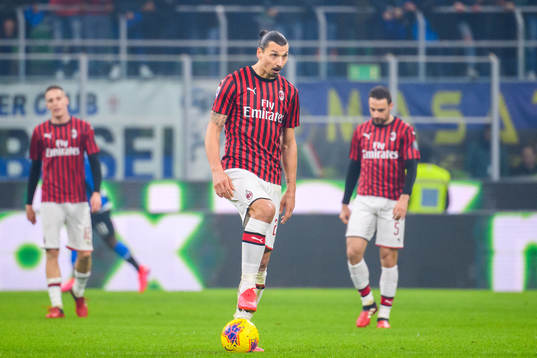 Zlatan Ibrahimovic of Milan looks dejected