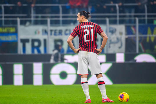 Zlatan Ibrahimovic of Milan looks dejected