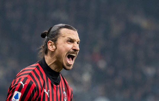 Zlatan Ibrahimovic of Milan celebrates