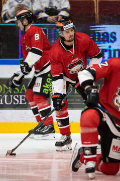 Malmö Redhawks Adam Brodecki innan ishockeymatchen i SHL