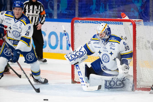 Leksands målvakt Janne Juvonen och Mattias Göransson