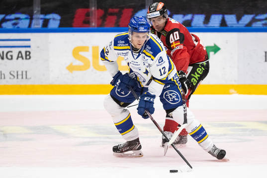 Leksands Fredrik Forsberg och Malmö Redhawks Jesper Jensen