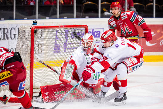 Timrås målvakt Victor Brattström och Albin Carlson
