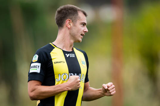 Alexander Kacaniklic of Hammarby celebrates scoring 1-1