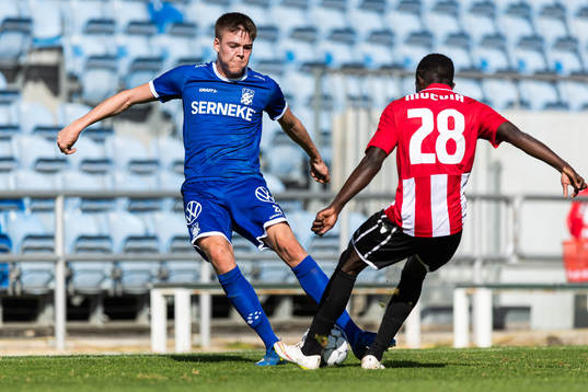 Emil Holm of IFK Göteborg in a duel where received an