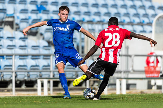 Emil Holm of IFK Göteborg in a duel where received an