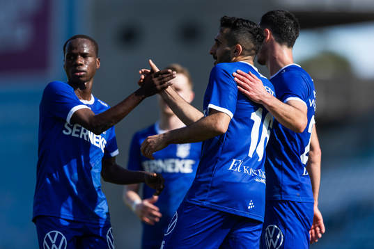 Sargon Abraham of IFK Göteborg celebrates with Alhassan