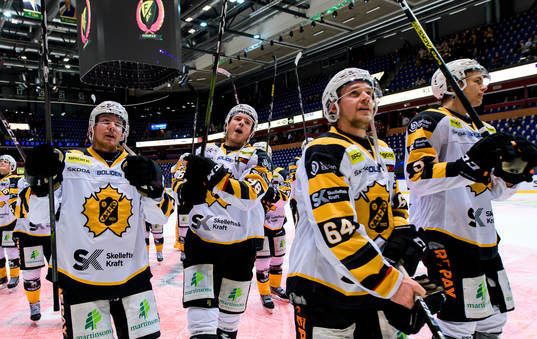 Skellefteås spelare jublar och tackar publiken