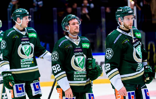 Färjestads Victor Ejdsell, Jesper Olofsson och Per Åslund