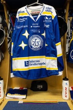 Leksands omklädningsrum redo innan ishockeymatchen i SHL