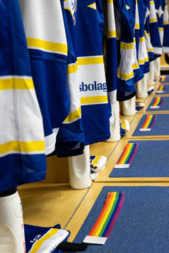 Leksands omklädningsrum redo innan ishockeymatchen i SHL