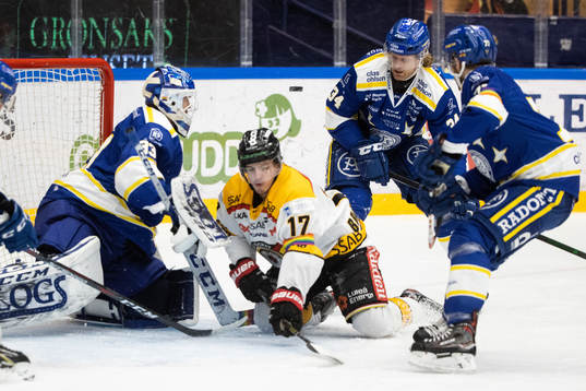 Leksands målvakt Axel Brage och Luleås Isac Brännström