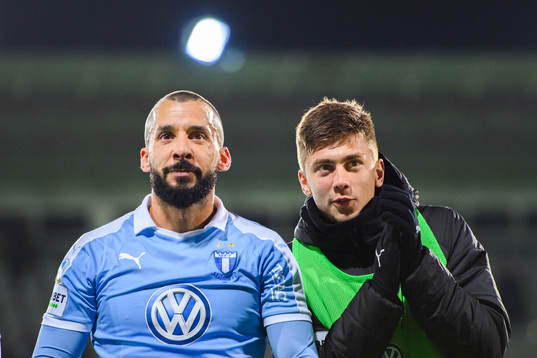 Malmö FFs Guillermo Molins och Pavel Vagic  jublar