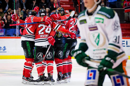 Örebros Joonas Rask jublar vid 1-0