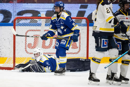 Leksands målvakt Jule Flötgen och Leksands Linnea