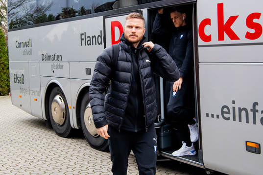 Lasse Nielsen of Malmö FF arrives at the hotel