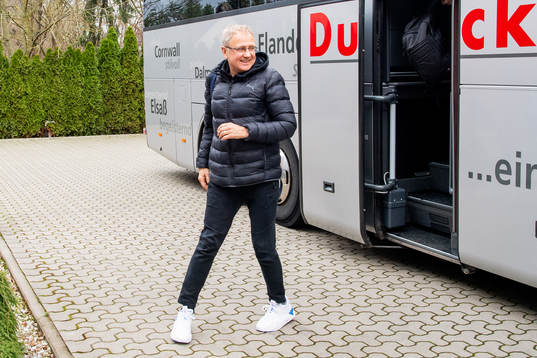 Pär Herbertsson, doctor of Malmö FF arrives at the hotel
