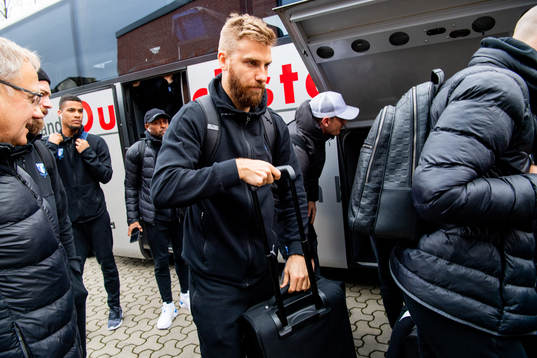 Rasmus Bengtsson of Malmö FF arrives at the hotel