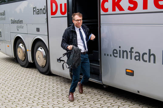 Peter Sohlmér, communications officer of Malmö FF arrives