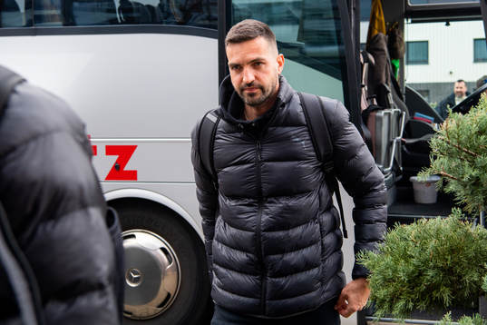 Goalkeeper Dusan Melicharek of Malmö FF arrives at their