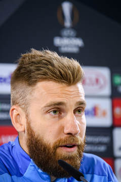 Rasmus Bengtsson at a press conference with Malmö FF