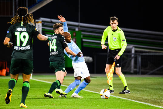 Fouad Bachirou of Malmö FF and Admir Mehmedi of Wolfsburg
