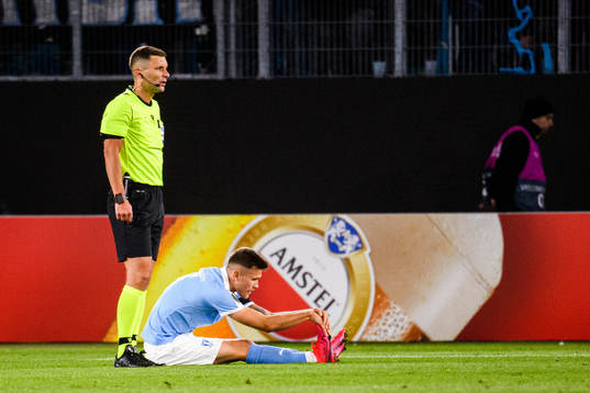 Arnór Traustason of Malmö FF in pain
