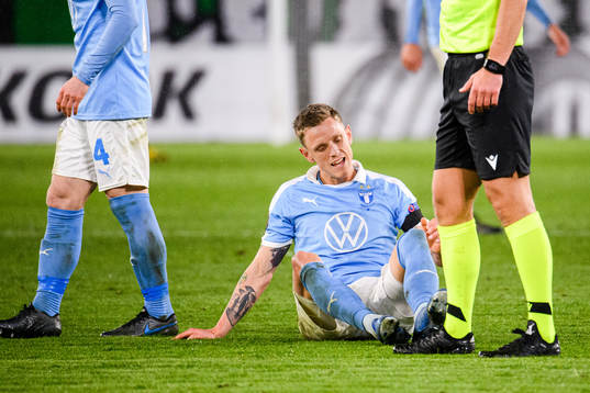 Sören Rieks of Malmö FF in pain