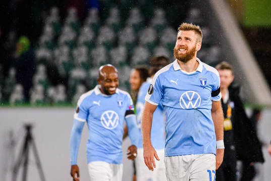 Rasmus Bengtsson of Malmö FF looks dejected