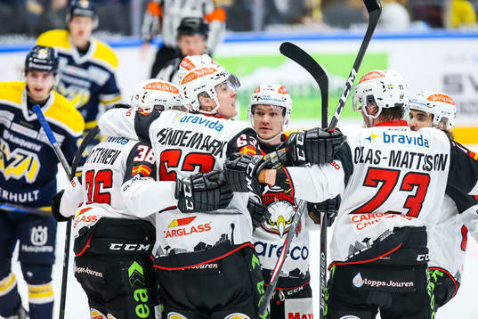 Malmö Redhawks Fredrik Händemark jublar med lagkamrater