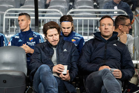 Djurgårdens tränare Kim Bergstrand och Thomas Lagerlöf