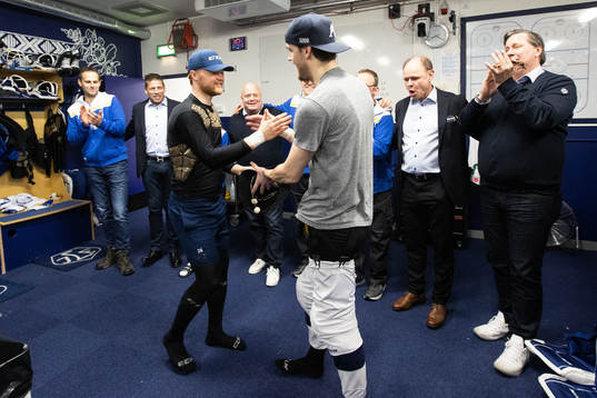 Leksands målvakt Janne Juvonen och målvakt Axel Brage