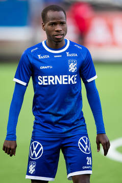 IFK Göteborgs Alhassan Yusuf innan fotbollsmatchen i