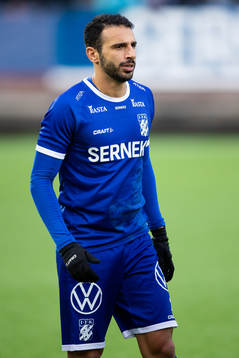 IFK Göteborgs André Calisir innan fotbollsmatchen i