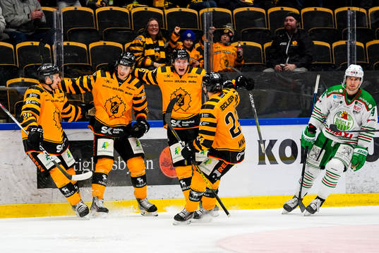 Skellefteås Robin Alvarez gör 1-0 och jublar