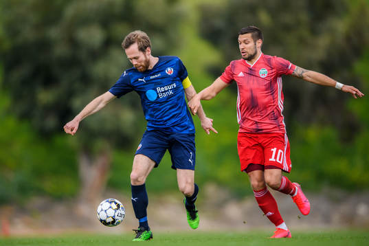 Helsingborgs Anders Randrup och Liepajas Jaxaja