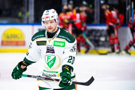 Färjestads Aleksi Mustonen deppar