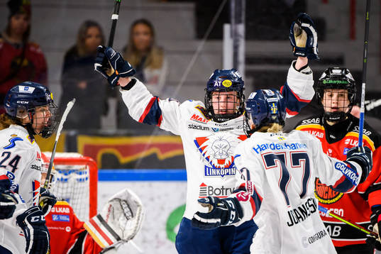 Linköpings Filip Karlsson jublar med lagkamrater
