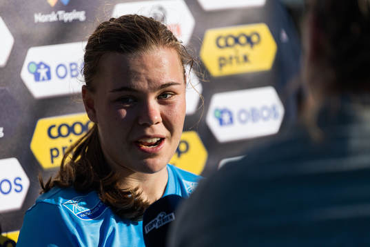 Olaug Tvedten of Avaldsnes is interviewed