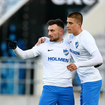 IFK Norrköpings Sead Haksabanovic och Carl Björk jublar