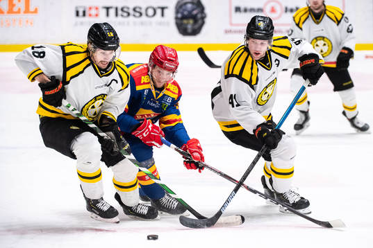 Brynäs Anton Rödin och Greg Scott mot Djurgårdens Tom