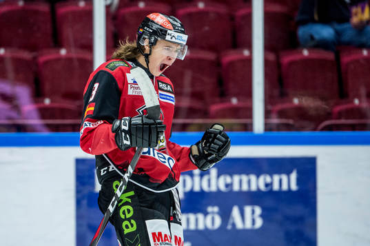 Malmö Redhawks Malte Setkov jublar