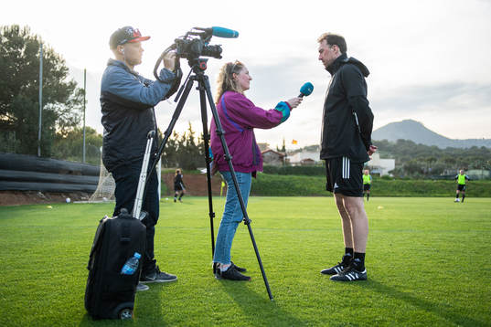 Steinar Lein, head coach of Rosenborg, is interviewed
