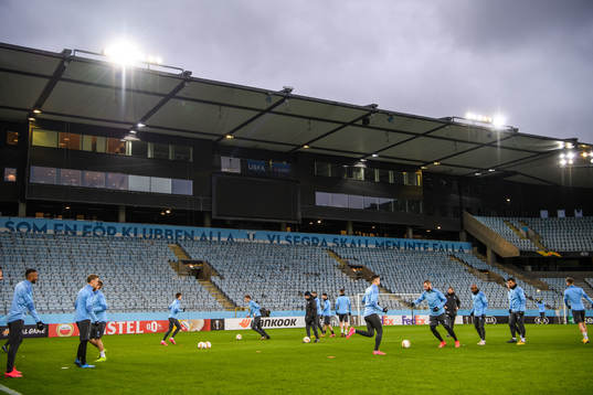 General view over a press conference and practice with