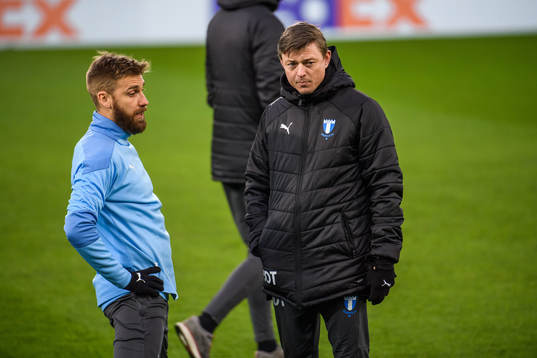 Rasmus Bengtsson and Jon Dahl Tomasson, head coach
