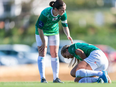 Tuva Hansen attends to Emma Braut Brunes of Klepp who is in